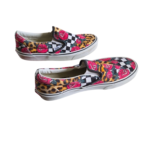 Vans Women's Checkered Floral and Leopard Slip-Ons - Picture 5 of 6